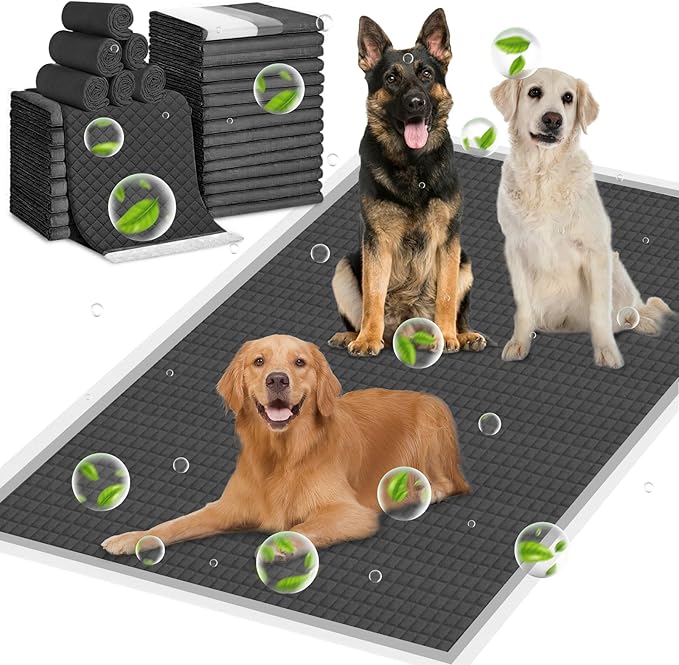 Extra Large 48"x36" 40 Pcs Odor-Control Super Absorbency Charcoal Pee Pads for Dogs,Leak-Proof Pet Training Pee Pads,Thicken Disposable Potty Pads Puppy Training Pads for Cats Rabbits