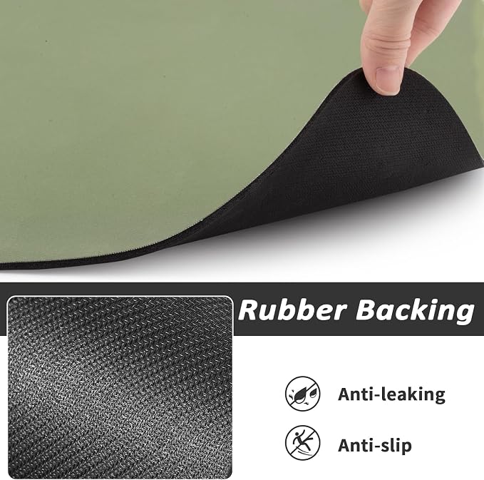 HotLive Dog Food Mat - Absorbent Cat Mat for Food and Water, No Stains Pet Feeding Bowl Mat, Easy to Clean Pet Placemats, Quick Dry Dog Water Dispenser Mat for Messy Drinkers | Green 16"x 24"