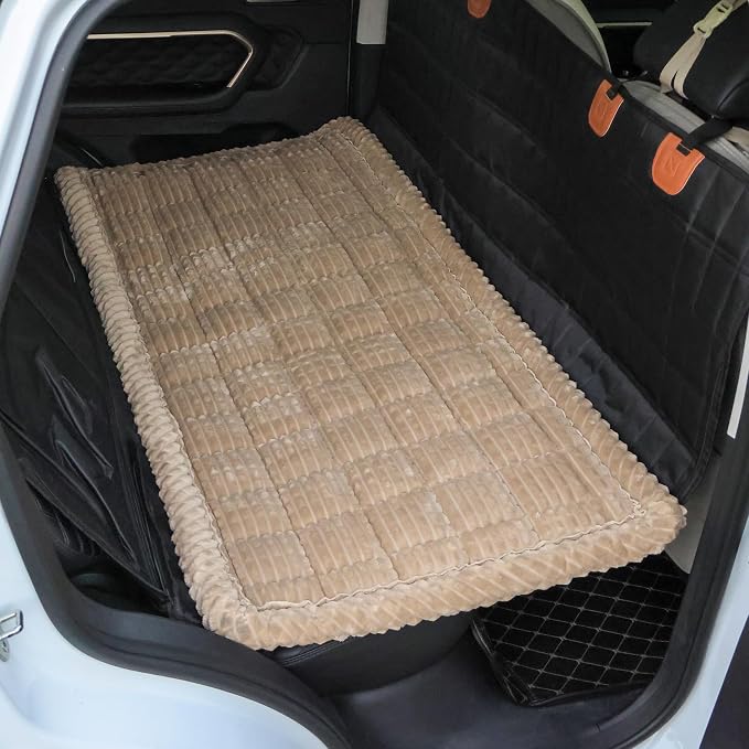 Washable Large Dog Bed for Cars, Dog Car Seat Cover for Backseat, Anti-Slip Pet Sleeping Mat, Car Seat Protector, Travel Pet Pad for Trucks and SUV (Brown, 24.8" x 54")