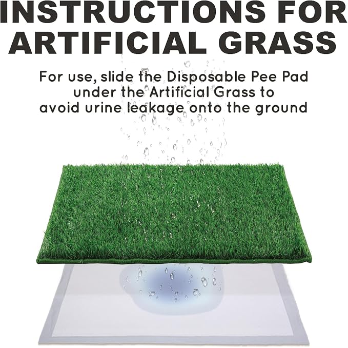 Grass Pee Pads for Dogs Potty, Artificial Grass Patch Odor Free | 2PCS Fake Grass with Fully Permeable Backing for Fast Drainage, Indoor Potty Grass Hemmed Edge Turf, Easy Clean