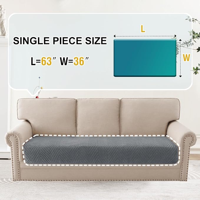 Turquoize Waterproof Couch Cover for Dogs Fuzzy Pet Couch Covers for Sofa Thick Dog Bed Cover Non-Slip Sofa Covers for 3 Cushion Couch Protector Slipcover Pet Friendly (Grey, 36" x 63")