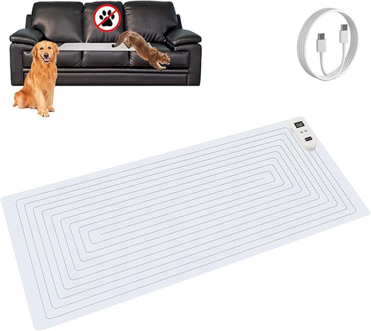 SEERWAY Rechargeable Pet Shock Mat, Cat Repellent Pad, Cat Deterrent Mat, Electric Training Mat Keeps Dogs and Cats Off Sofa, Couch, Bed and Countertop, 3 Training Modes with 3 Intensity (20"x48")