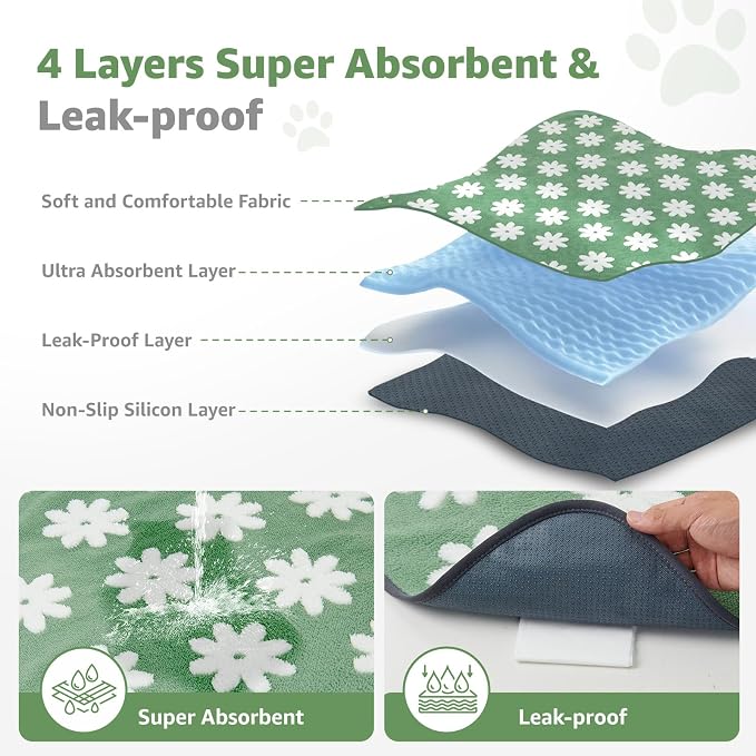 LOOBANI Extra Large Whelping Pad, 48"x48" Dog Pee Pads Washable, 2 Pack | Soft Reusable Dog Playpen Mat, Fast Absorbent, Non Slip, Waterproof And Leakproof For Floor, Crate, Potty Training