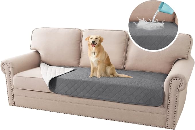 H.VERSAILTEX Couch Cover for Dogs Washable 100% Waterproof Sofa Cushion Cover Dog Bed Cover Non-Slip Pet Blanket for Sofa Cushion Protector, 35" x 82", Grey