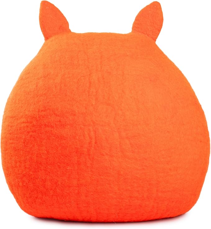 Luxurious Merino Wool Cat Cave - Foldable Hideaway Pod for Indoor Cats - Premium Felt Kitten Pet Enclosure - Covered Cat House for Ultimate Cozy Comfort by Woolygon (Fox)