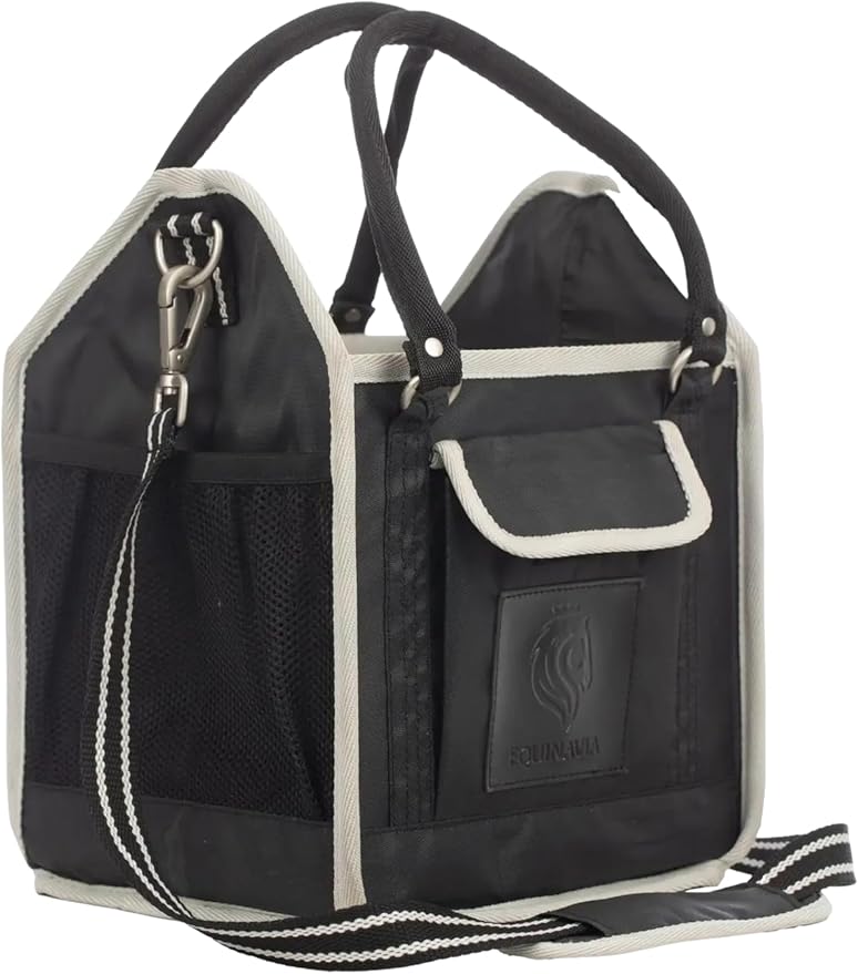 Equinavia Darby Horse Grooming Bag, Collapsible Tote with Strap, One Size | Horse Grooming Tote Bag or Cat and Dog Grooming Bag for Equipment and Supplies, Adjustable Strap, 8" x 9" x 12", One Size