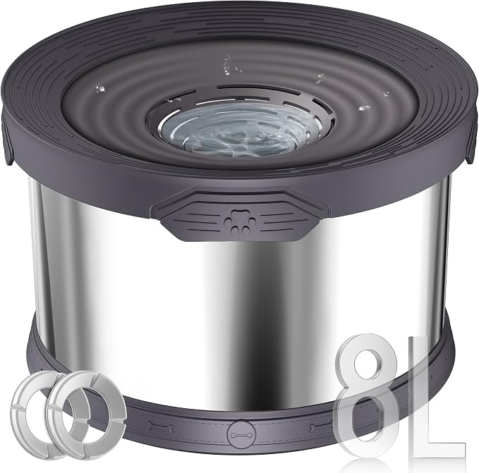 UPSKY 8L Dog Water Bowl No Spill Stainless Steel for Slow Drinking Gray | Large Capacity, Spill-proof, Non-slip Design, Durable, For Large Dogs, Messy Drinkers & Multi-pet Homes, Outdoor / Indoor