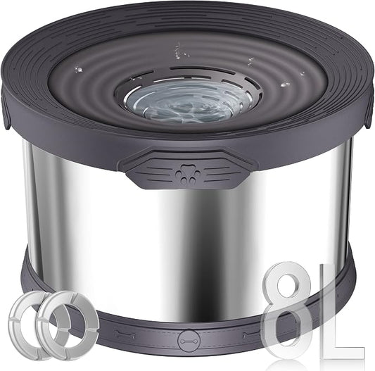 UPSKY 8L Dog Water Bowl No Spill Stainless Steel for Slow Drinking Gray | Large Capacity, Spill-proof, Non-slip Design, Durable, For Large Dogs, Messy Drinkers & Multi-pet Homes, Outdoor / Indoor