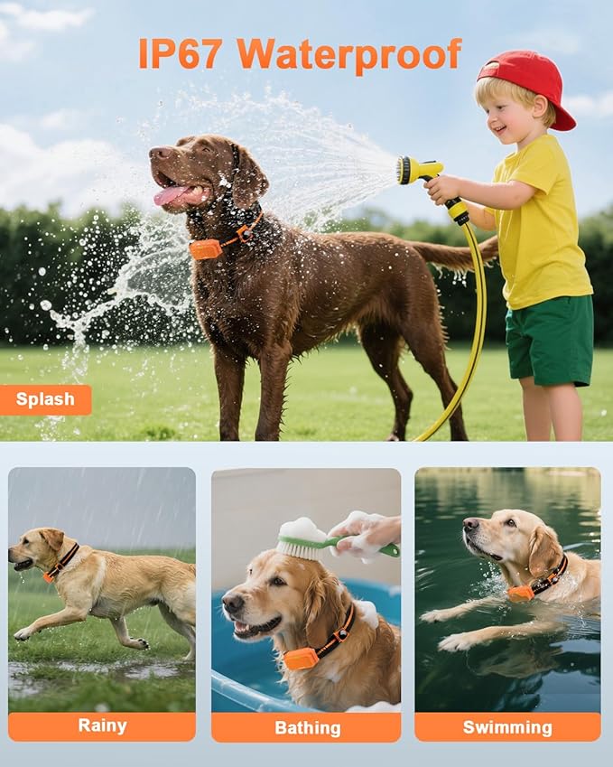Shock Collar for Dogs, IP67 Waterproof Dog Training Collar with Remote Control, 3 Modes: Beep, Vibration, Safe Static, Rechargeable Adjustable for 15-110lbs Medium Large Dogs