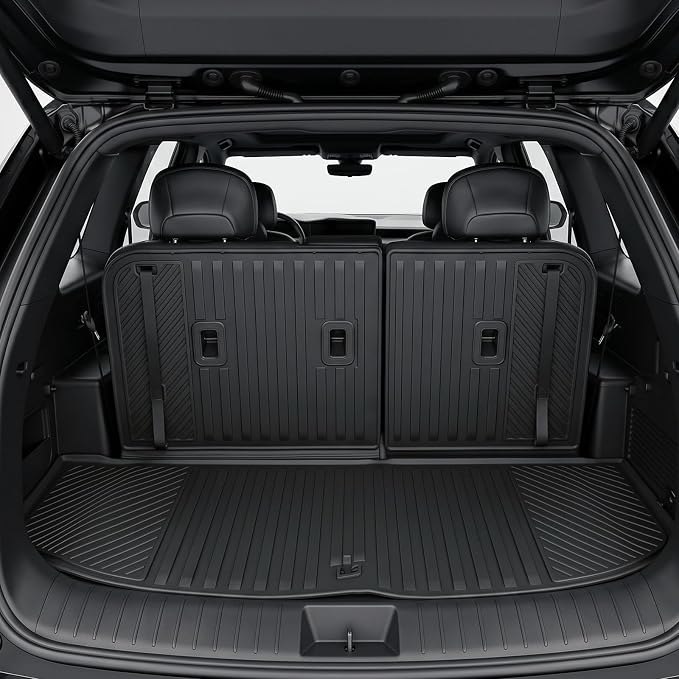 Auxko All Weather Floor Mats Cargo Mat with Backrest Mat for Kia Telluride 2027 (Gasoline Not for Hybrid) 7&8 Seater TPE Accessories Odorless Floor Liner Trunk Liner with Back Seat Protector