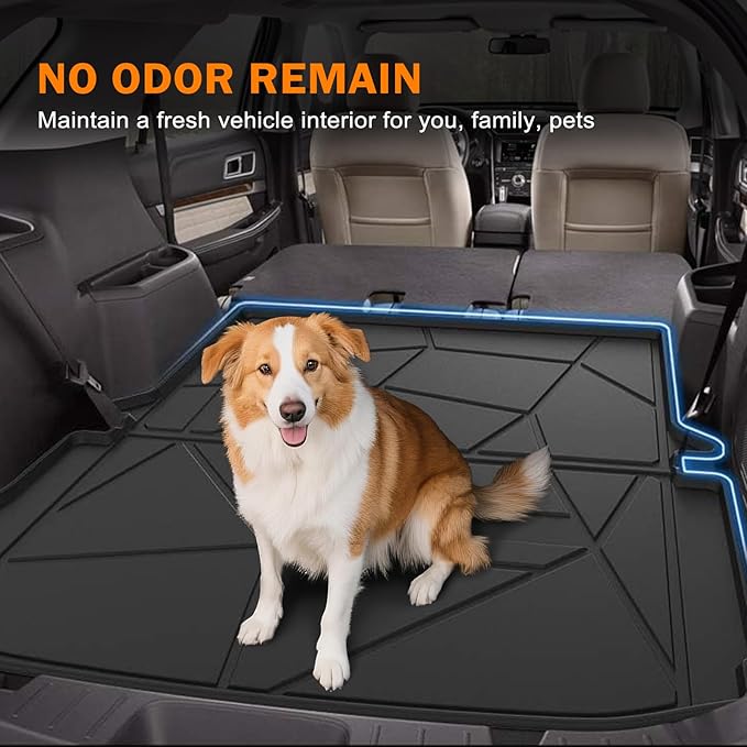 KUST Trunk Cargo Mat for 2011-2019 Ford Explorer, Rear Cargo Trunk Liner for Explorer Accessories All Weather Protection TPE Rubber Raised Edge