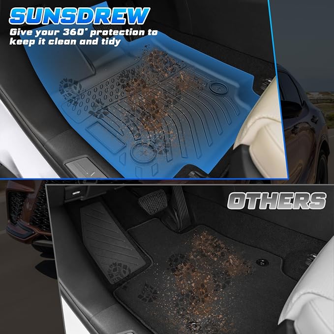 Sunsdrew All Weather Floor Mats for Mercedes Benz GLC 300 / GLC 43 AMG 2023-2025 2026 Accessories TPE Rubber Car Mats Heavy Duty Raised Edge