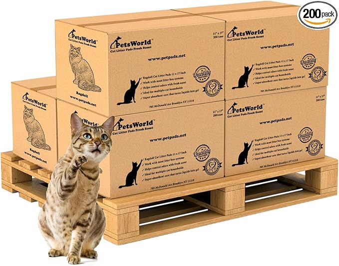 PetsWorld Universal Fit Cat Pad Refills for Litter Box, Fresh Scent, Odor Control, 1200 Count