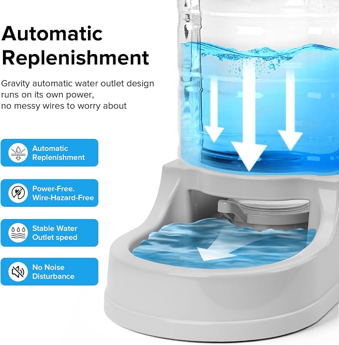 Kenond 2.5 Gallon Large Dog Water Dispenser, Automatic Gravity Water Bowl | Wide Mouth, Easy to Clean/ Gravity Filled/ Large Capacity/ Multi Pet Home