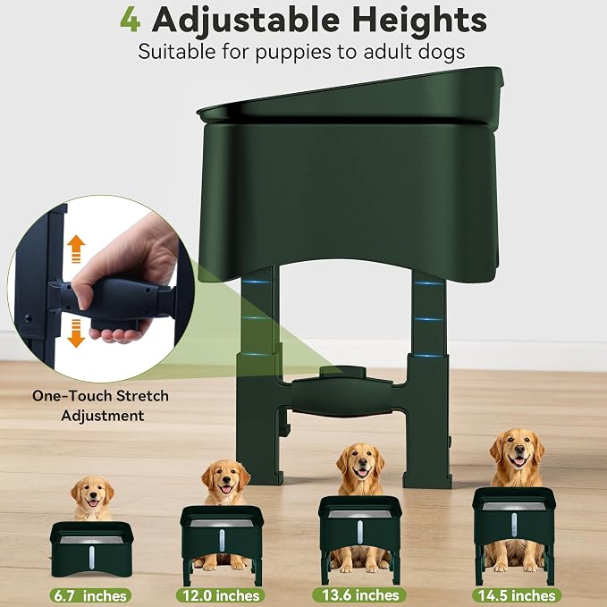 UPSKY 2.9Gal No Spill Dog Water Bowl, 4 Height Adjustable Elevated Bowl | Super Large Capacity, Slow Drinking Feeder, No-Splash, Anti-Slip, Folding Design, Suitable for Senior Dog and Multi-Pet Homes