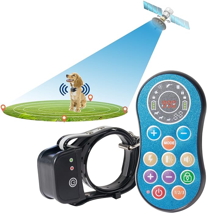 DOTSTAR Wireless GPS Dog Fence Training Collar Pet 2 in 1 System, Adjustable Range Dog Wireless Fence 50-990 Feet, GPS Wireless Charging Dog Fence, Fully Sealed Waterproof Collar Receiver