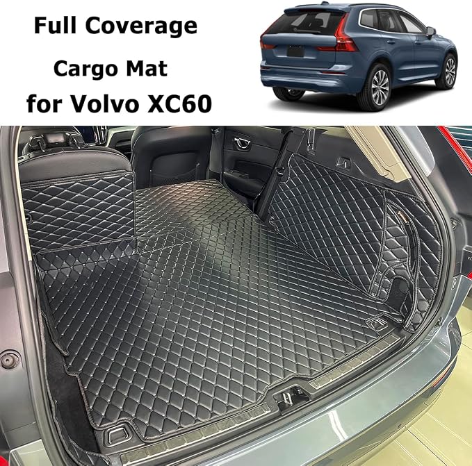 Cargo Mat Compatible with 2018-2026 Volvo XC60 Trunk Mat (and Rear Left and Right Side Panels) Cargo Liners for XC 60 All Weather Anti-Slip