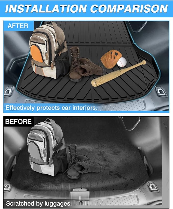 Powerty Trunk Mat for 2022-2024 2025 2026 Jeep Grand Cherokee Accessories Cargo Mats TPE All Weather Cargo Liner Heavy-Duty Trunk Liners(NOT for Grand Cherokee L)