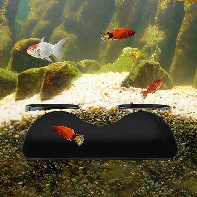 Aquarium Cave Hideout, 2-Hole Underground Tunnel for Fish Tank, Under Gravel Fish Hide for Corydoras, Pleco, Loach and Shrimp, Black