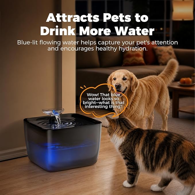 Pet Water Fountain for Large Dogs & Cats, 7L/1.84Gal, Quiet Automatic Pump | Large dog water bowl dispenser for multi-pet households,easy to clean,visible water level, no spill, recirculating system