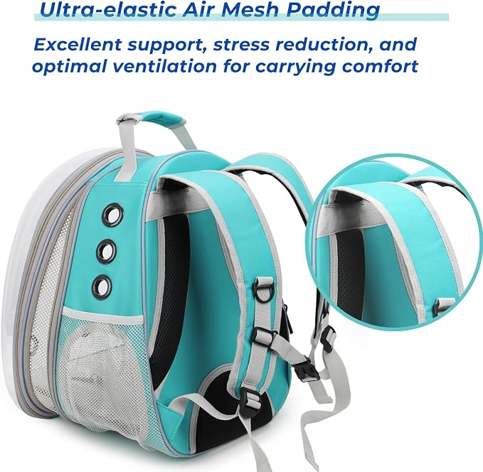 Cat Carrier Backpack, Expandable Bubble Pet Carrier for Cats and Small Dogs, Airline Approved Travel Backpack for Hiking, Walking & Outdoor Adventures - Supports up to 14 lbs