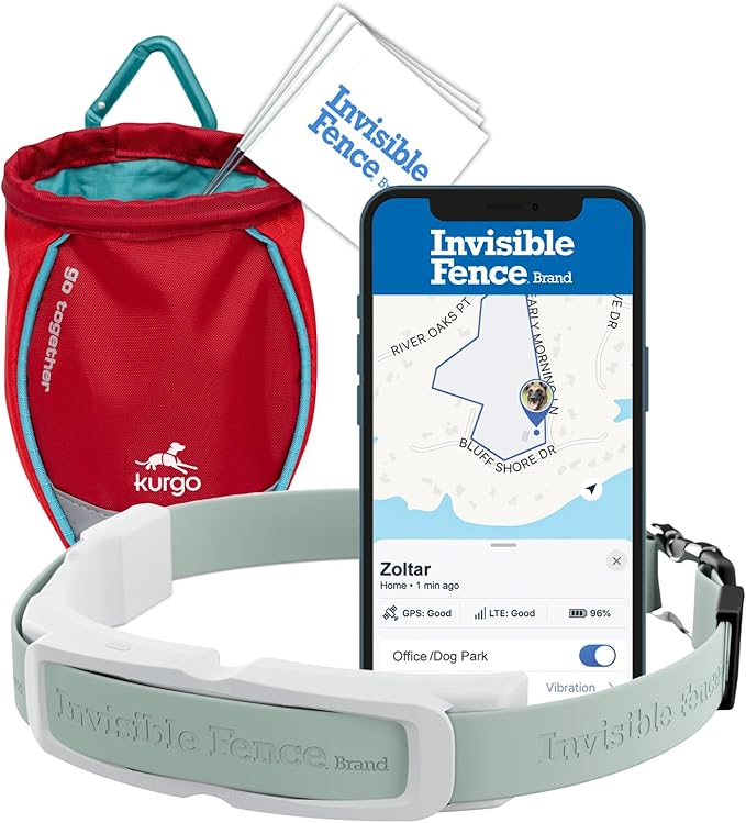 PetSafe Invisible Fence GPS Dog Fence & Tracking Collar Bundle - Wireless GPS Tracker Collar with Red Training Flags & Treat Bag - Waterproof - Medium & Large Dogs - 1 Year Subscription Included