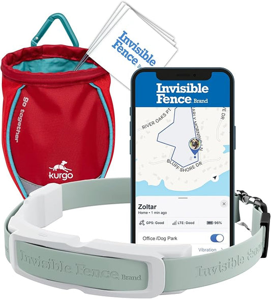 PetSafe Invisible Fence GPS Dog Fence & Tracking Collar Bundle - Wireless GPS Tracker Collar with Red Training Flags & Treat Bag - Waterproof - Medium & Large Dogs - 1 Year Subscription Included