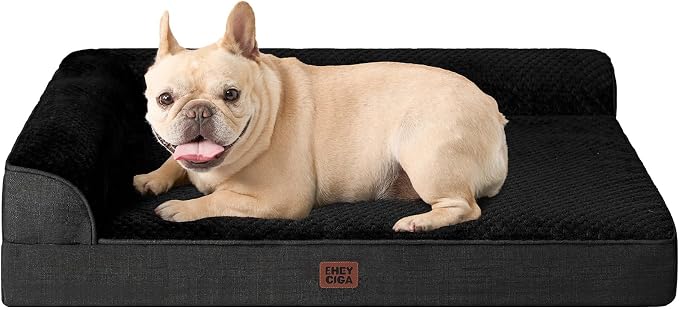 EHEYCIGA Orthopedic Dog Bed Medium Size Dogs, Memory Foam Dog Bed with Washable Removable Cover, Waterproof Pet Sofa Couch for Crate with Nonskid Bottom, 30x20x6, Black | Small Dog Sofa with Washable Removable Cover, Waterproof Pet Couch for Crate with...