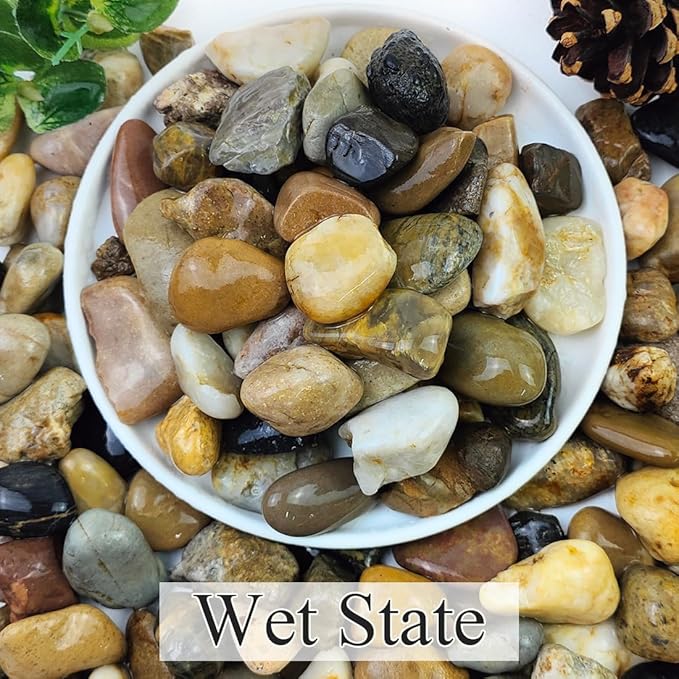 YISZM 20lbs Aquarium Rocks, 5/8" Natural River Rocks for Plants Decorative Polished Mixed Pebbles for Fish Tank, Landscaping, Gardening, Flower Pots, Vase Fillers, Indoor Water Fountains