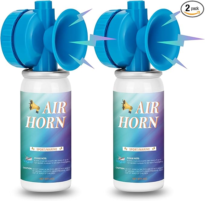 1.4oz Air Horn Can for Safety, Air Horn for Boat for Sporting Events Emergency Use Camping, Loud Marine Air Horns Can Mini Small Handheld, 2 pack