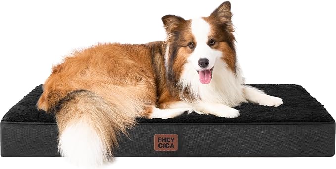 EHEYCIGA Orthopedic Dog Bed Large with Removable Washable Cover, 36IN Black | Egg Crate Foam Support, Durable Oxford fabric, Non-Slip Bottom, Machine Washable, Soft Waterproof Plush Pet Bed Mat For Crate