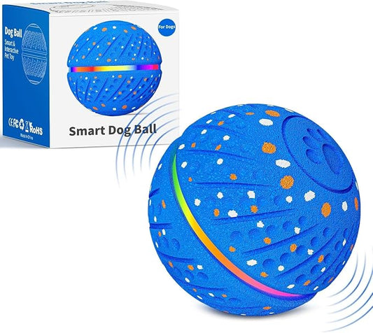 Smart Interactive Dog Toys Ball for Aggressive Chewers Small Medium Dogs | Automatic Electric Rolling Balls Toy with Rope, Barking Sound, 3 Play Modes, and USB-C Rechargeable Design for Active Dogs