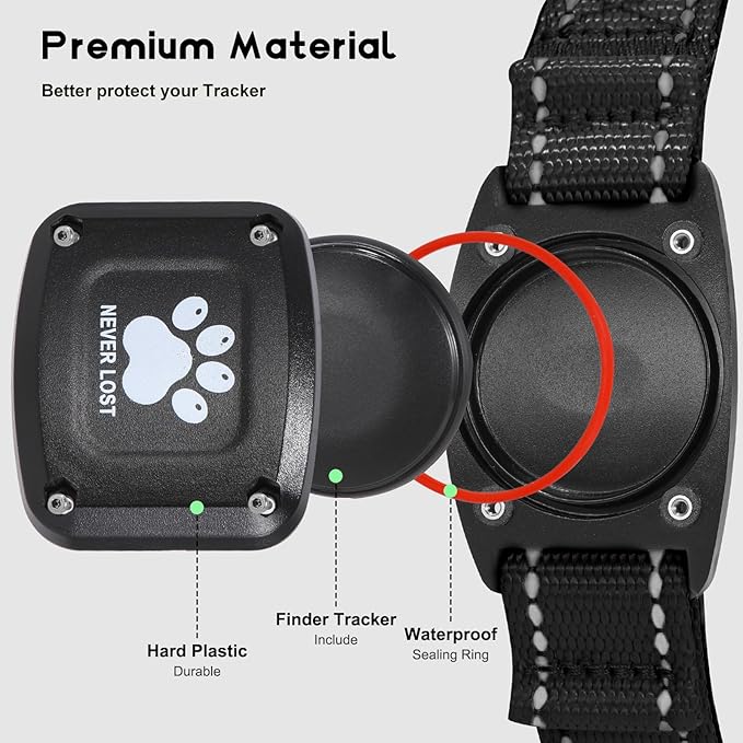 GPS Dog Collar Tracker 2-in-1,Reflective Waterproof Pet Collar,iOS-Only,No Monthly Fees,Unlimited Range,Dog Tracking Collar Pet Tracker,for Small Medium Large Dogs(XS (10.6"-13.6"), Black)