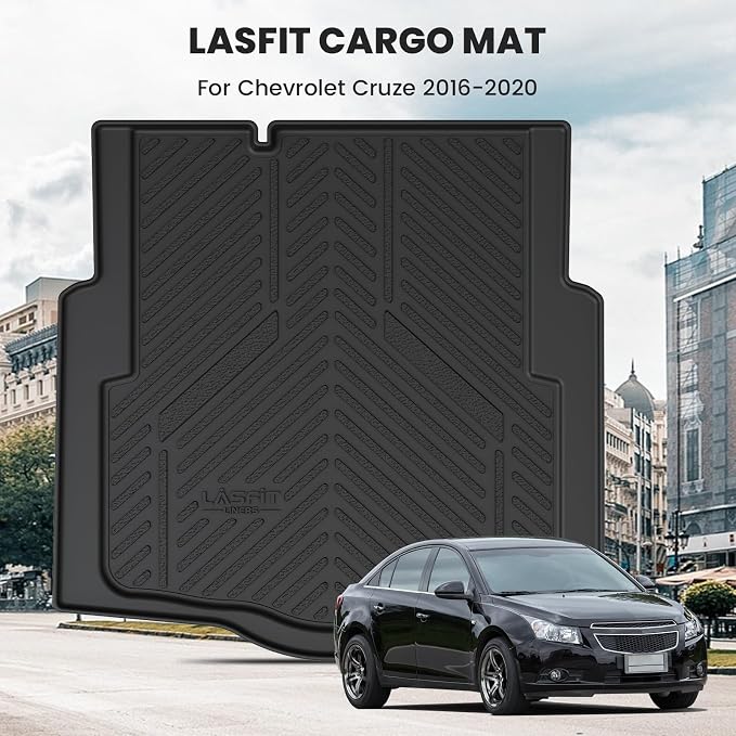 LASFIT Trunk Mat for Chevrolet Chevy Cruze 2016-2019 (Not for 2016 Cruze Limited), Only Fit Cargo with Spare Tire, All Weather TPE Custom Fit Cargo Mat Trunk Liner (Fit Sedan, Not for Hatchback)