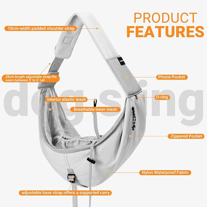Dog Backpack Carrier & Body Sling for Small Dogs & Cats – Hands-Free Dog Pouch Carrier with Adjustable Strap for Travel & Hiking