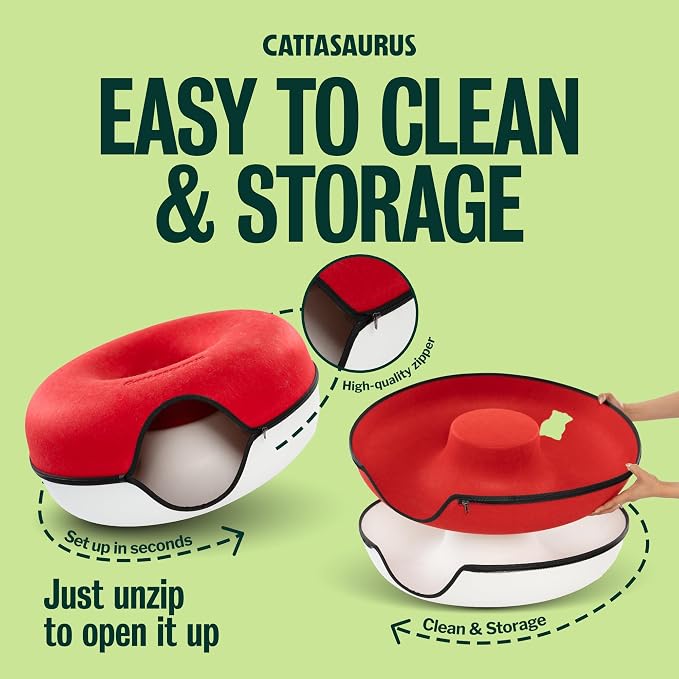 Peekaboo Cat Cave, Extra Spacious for Multiple & Large Cats 12+ lbs, Scratch Detachable Cat Beds for Indoor Cats, Washable Tunnel Bed, Comfy Donut Tunnel (Ruby Snowball, Jumbo)