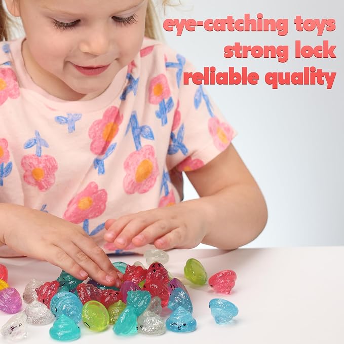 Unicorn Poop Mini Toys in Capsules - 50 Pcs of 1.1 Inch Acorn Capsule and Unicorn Toy Poop for Kids - Plastic Capsules for Toys Bulk - Vending Machine Refill