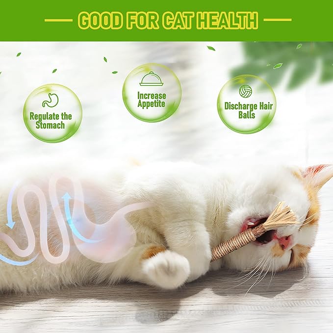 GBSYU 1 Pack Silvervine Cat Toy, Silvervines Sticks Cat Toys for Indoor Cats, Cat & Kitten Chew Toys for Aggressive Chewers, Cat Dental Toy for Kitten Teeth Cleaning, Matatabi Silvervine for Cats