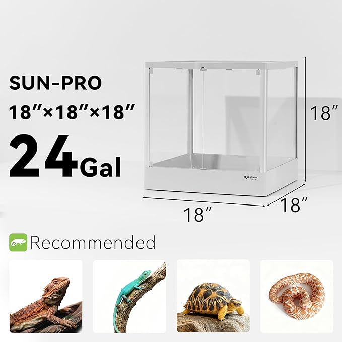 Reptile Terrarium 18"x18"x18" 24 Gallon,Aluminum Frame,Full Glass Tank Enclosure for Small Reptiles, Geckos, Frogs, Lizards, Snakes, Spiders, Turtles, Vertical Rainforest Habitat