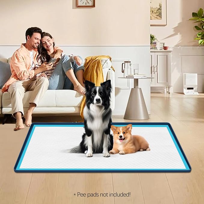 Pee Pad Holder for Dogs 51''x25.6'' Silicone Puppy Pee Pad Tray, Blue | Extra Large Dog Potty Tray Leak-Proof, High Edge, No Spill Training Pads for Floor Protection, No Pee Pads