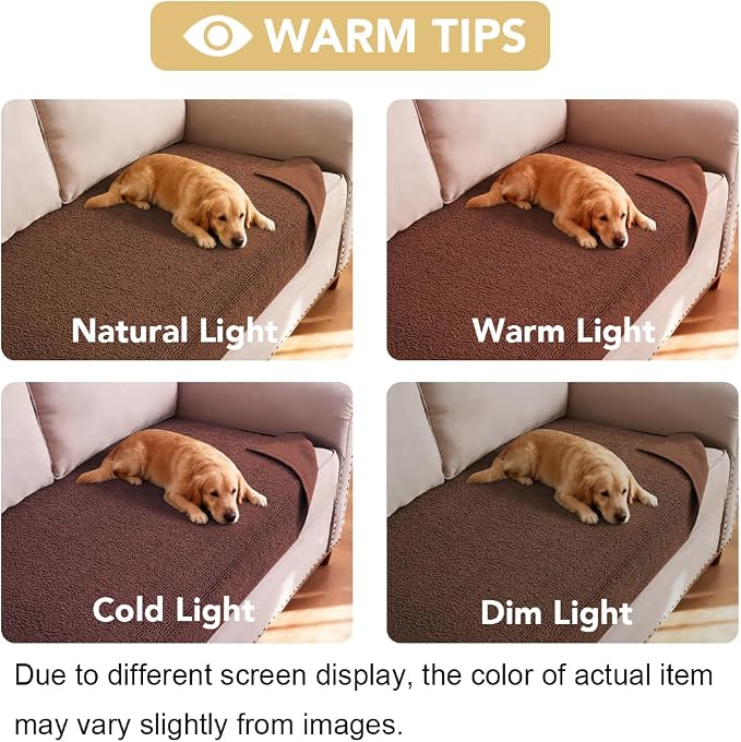 H.VERSAILTEX Non Slip Pet Couch Cover Chenille Dog Bed Protector Thick Soft Sofa Slipcover Pet Friendly Washable Couch Cushion Covers for Pets (68" x 82", Caramel)