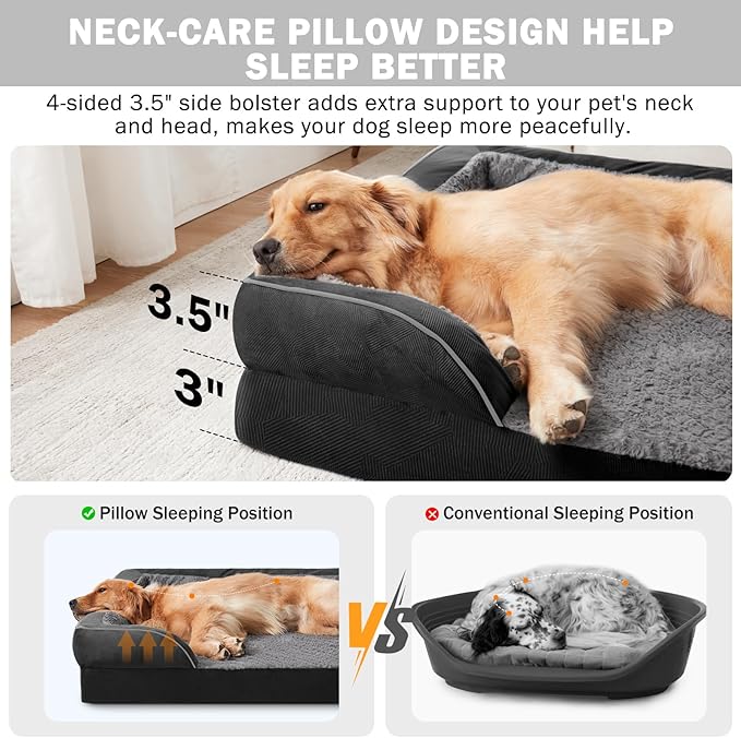 Orthopedic Medium Dog Dogs, Egg-Crate Foam Dog Couch with Washable Removable Cover, Waterproof Lining and Nonskid Bottom