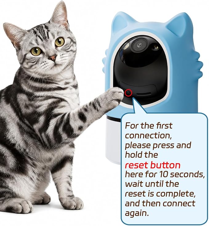 ALIOBC Pet Camera with Phone App Laser Toy 2K Cat Camera no Subscription | Auto Tracking Night Vision 355° Pan 2-Way Audio Dual-Band WiFi Indoor Pet Cam （Sky Blue）