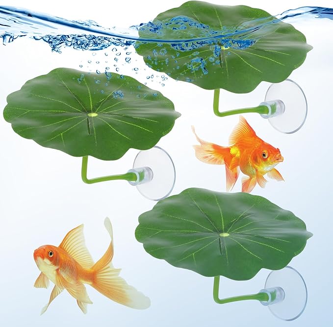 3 Pcs Betta Fish Leaf Hammock, Betta Fish Practical Resting Spot Bettas Suction Cup Tank Decor Green Hammock Plant Leaf Pad Fishes Breeding Resting Bed for Fishes Aquarium Decoration Ornaments