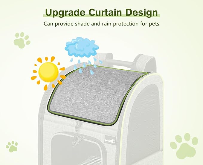 pecute Cat Backpack Carrier Expandable, Cat Backpack with Curtain | Durable Oxford Cloth, Lockable Zipper,Use for Pet Under 11 lbs to Travel