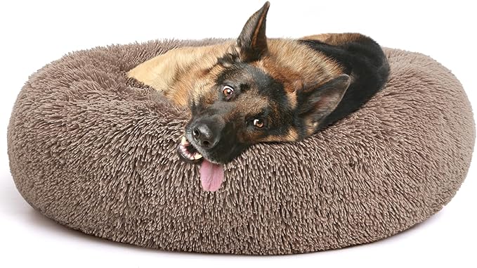MIXJOY Orthopedic Dog Bed Comfortable Donut Cuddler Round Pet Beds Ultra Soft Washable Dog and Cat Cushion Bed (36'', Brown)