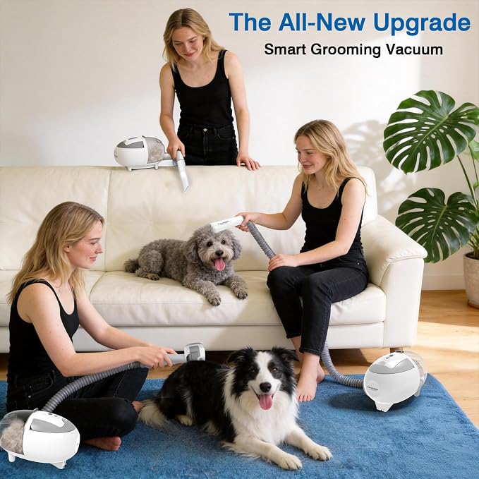 Dog Grooming Vacuum, 13000Pa & 2L Dust Cup & <55dB, 5-in-1 Self-Cleaning Pet Hair Vacuum with Spray Brush for Shedding, Quiet Deshedding Kit for Dogs Cats | self-cleaning with spray brush for shedding,Quiet <55dB,Includes clipper & steam brush,Home gro...