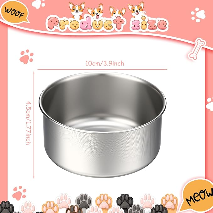 Silkfly 14 Pack Stainless Steel Hanging Dog Crate Bowls, Non-Spill Kennel Food & Water Bowls with Screw Clamp Holders, Removable, Easy to Clean Metal Cage Feeder for Pets(12 oz)