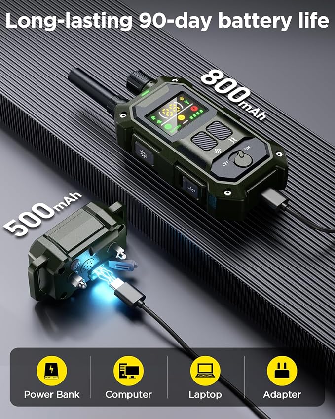 BLACKDOG Military Dog Shock Collar 2 Dogs (5-150lbs) - 4200ft Dog Training Collar with Remote, 4 Training Modes, Flashlight&Strobe, 90-Day Battery, IP67 Waterproof Dog E Collar for All Breeds (Green)