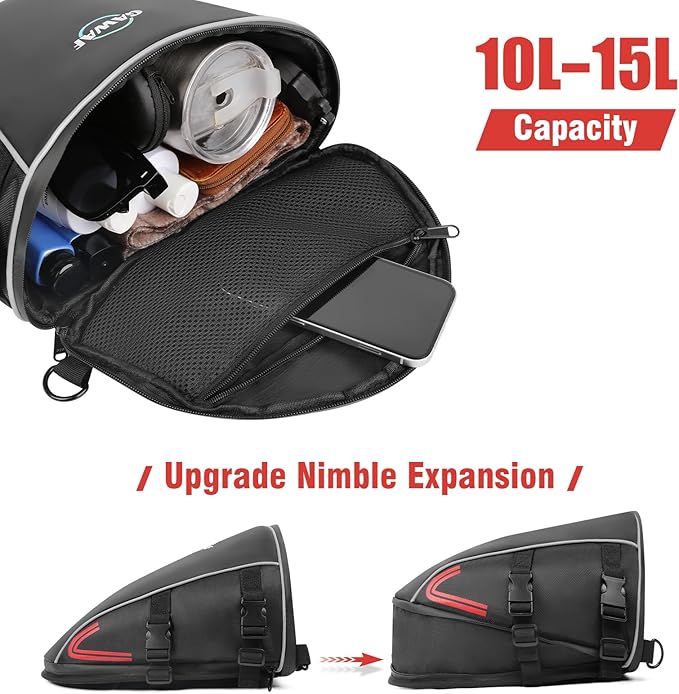Motorcycle Tail Bag, Upgrade 15L Waterproof Sports Motorbike Rear Seat Bag with Shoulder Strap, Motorcycle Tank Bag For Storage Saddle Bag Dirt Bike Accessories